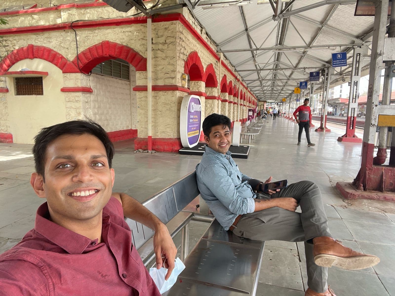 Neufin co-founders at an Indian railway station