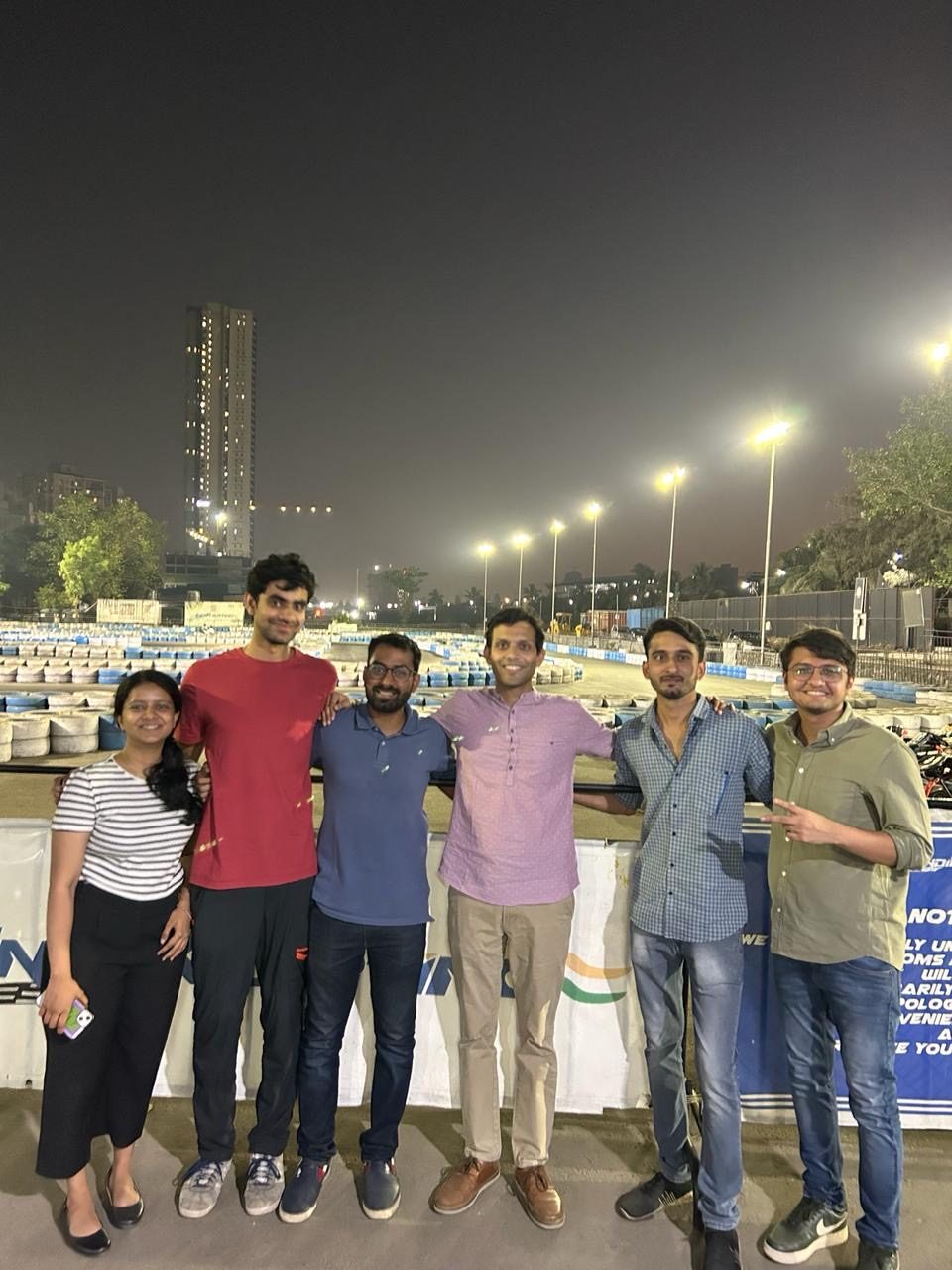 The Neufin team go-karting at night